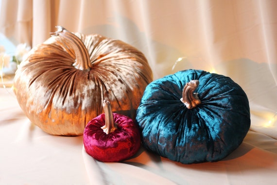 Marble Velvet Pumpkin with Real Stem: Fall Decor