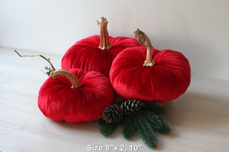 Velvet Pumpkins with Real Stems - Create your own set image 9