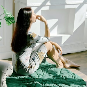 Water lily leaf Rug custom colors & size / Leaf Blanket image 8