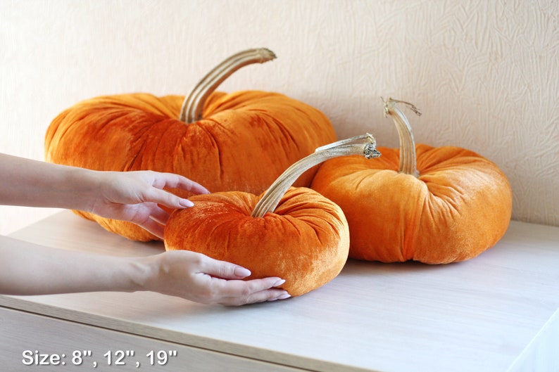 Velvet Pumpkins with Real Stems - Create your own set image 10