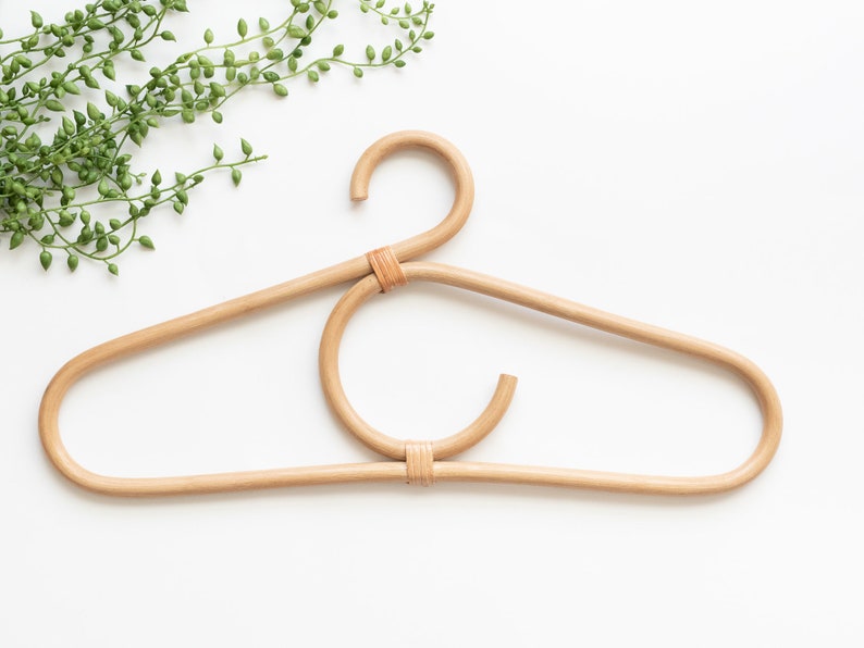 Full-Sized Rattan Clothing Hangers Set of 3 Hangers