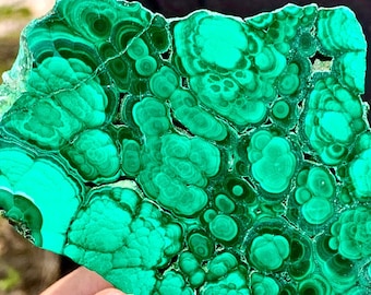 Legendary Double Sided Polished Malachite Slice Green Malachite Crystal Polished Slab Gem Green Lava Botryoidal Polished Malachite Crystal