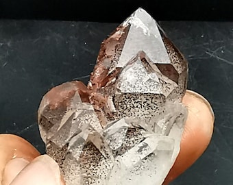 WOW! Natural Red Phantom Quartz Crystal Cluster 18GM Hematite Phantom Quartz Crystal Energetic Red Hematite Quartz Cluster Red Quartz
