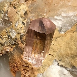 Rarest Pink Topaz on Matrix Katlang Pink Topaz Crystal on Matrix Pink Topaz Gemstone World's Rarest Topaz Natural Pink Crystal +Free Gift!