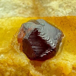Spessartine Garnet Crystal on Feldspar Matrix Mandarin Garnet Rare Garnet Crystal Cluster Spessartine Garnet on Terminated Feldspar Crystal