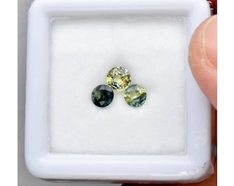 Uau! Lote de 3 safiras australianas azul-esverdeadas, peso total de 0,92 ct. Lote de safira parcial, safira solta, lote de pedras preciosas para joias.