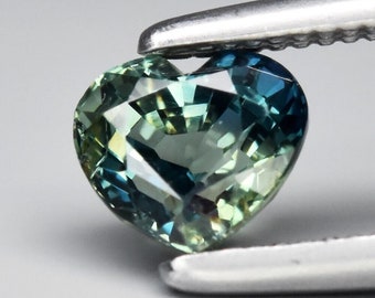VENDIDO Safira australiana lapidada em forma de coração, SEM aquecimento, 0,57 CT, corte perfeito vs. clareza, safira azul esverdeada, safira solta para joias, corte personalizado!