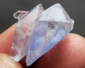 Legendary Finest Triple Terminated Dumortierite Quartz Crystal Rabbit Hair Quartz Dumortierite Crystal 26CT Gemstone Extremely Rare Growth!