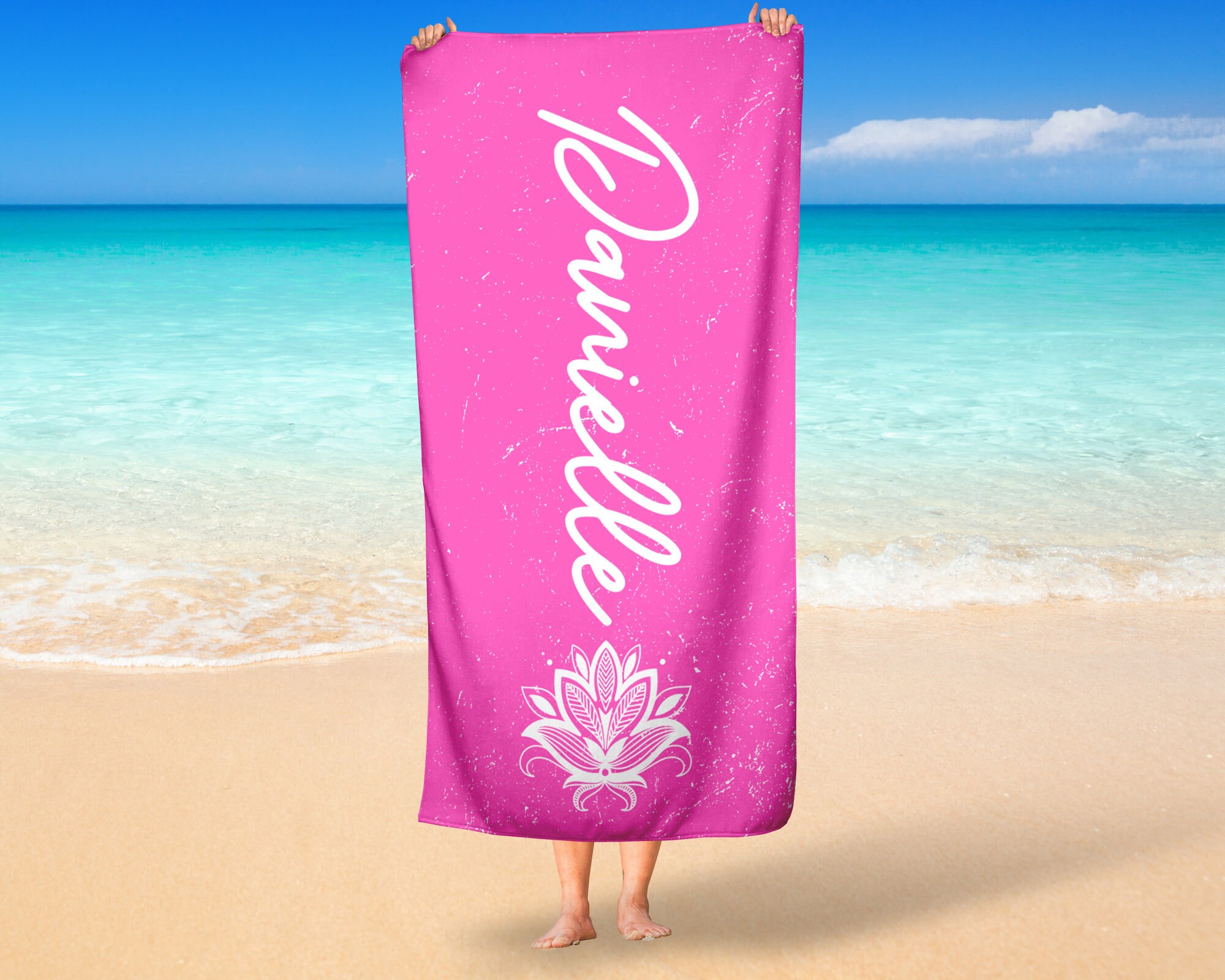 Toalla de playa personalizada / toalla de baño rosa / regalo | Etsy