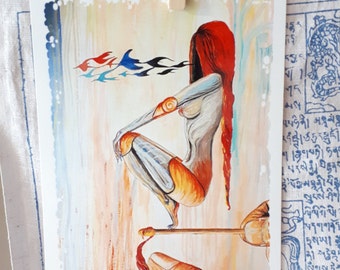 Gift Idea "Beautiful Girl", Post Card, Print Art
