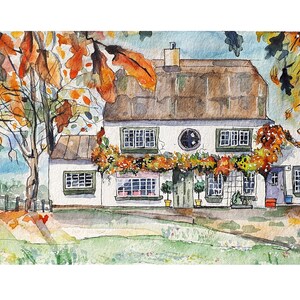 Magnificent Manor House, Original Soft Colors Watercolor Painting House in Britain, Old House Painting