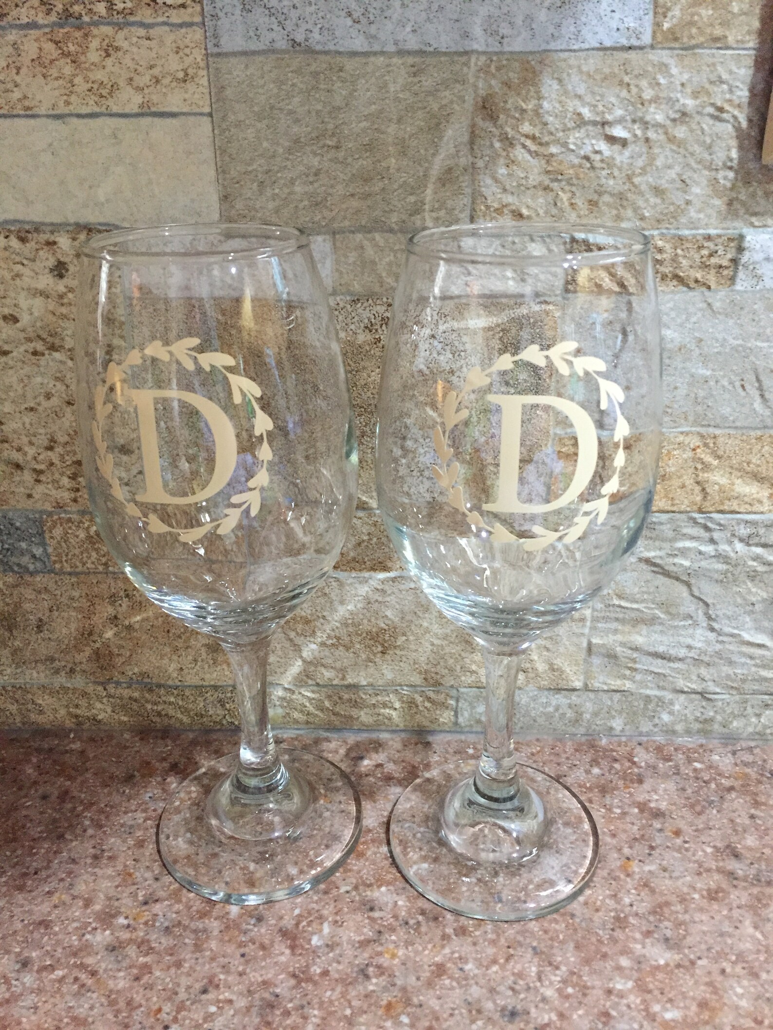 Wine Glasses Monogrammed Custom Made Vinyl or Etched Etsy