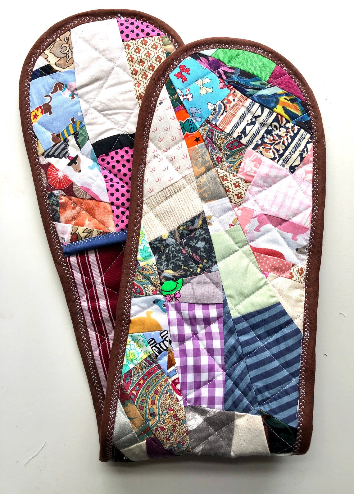 Double Oven Mitts from recycled fabric Etsy