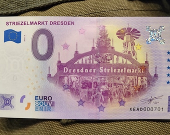 0 Euro note Striezelmarkt Dresden Christmas