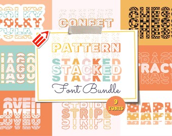 Patterned Stacked Font Bundle | Stacked Font, Layered Font, Patterned Font, Decorative Font, Ornamental Font, Artistic Font, Unique Font