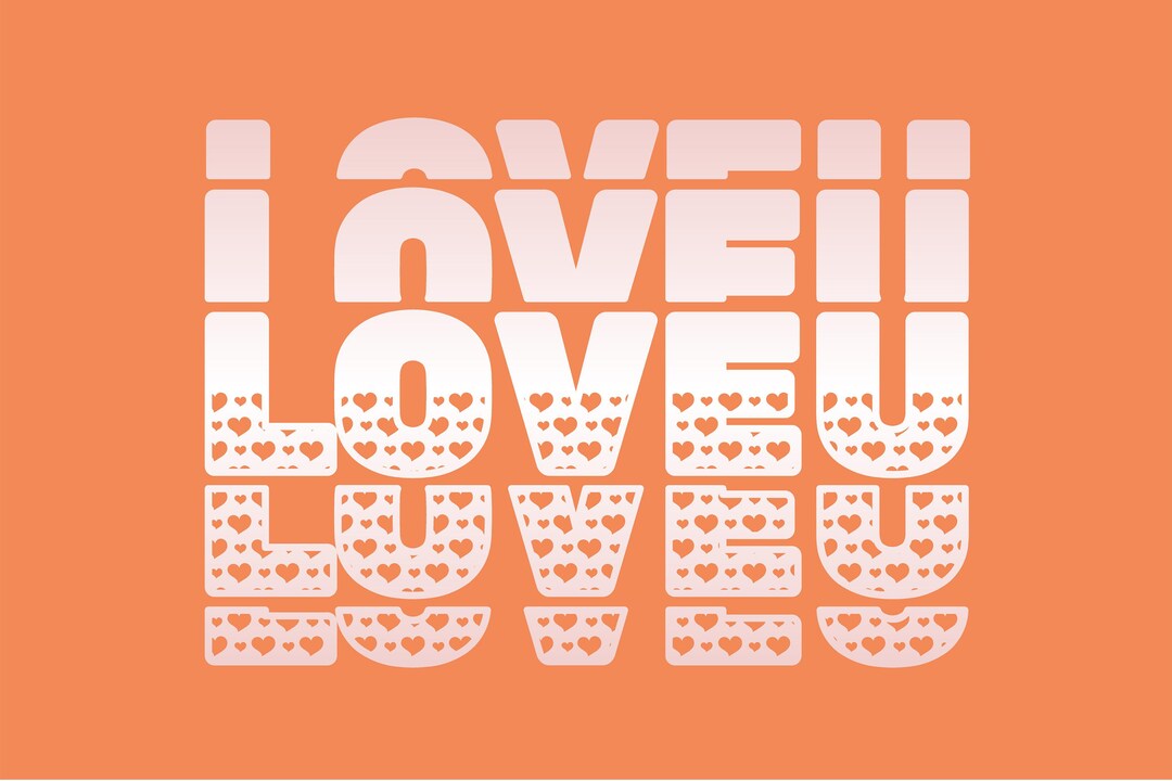 Loveu Stacked Font Layered Font, Patterned Font, Heart Font, Romantic ...
