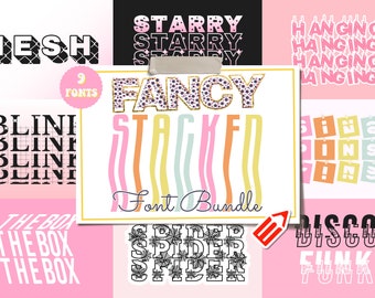 Fancy Stacked Font Bundle | Stacked Font, Layered Font, Decorative Font, Elegant Font, Stylish Font, Creative Font, Unique Font,Stylish Font