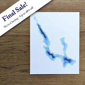 Walloon Lake Michigan Layered Cardstock Bathymetric Depth Map