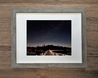 Starry Harbor Night Sky Boardwalk Fine Art Print 8"x10" 11"x14" - Alpena Michigan Long Exposure Nature Photography Astrophotography Wall Art