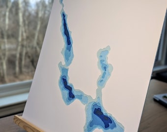 Walloon Lake Michigan Layered Cardstock Bathymetric Depth Map