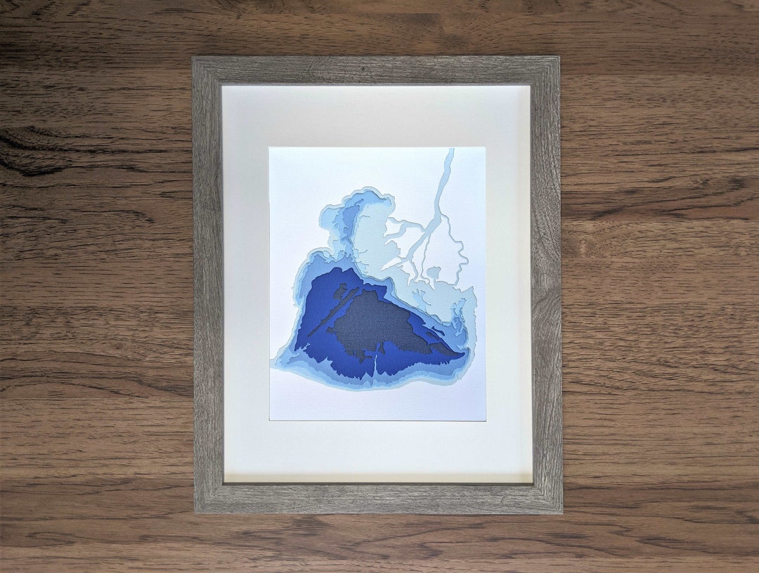 Lake St. Clair Bathymetric Depth Map Topographic Chart Etsy