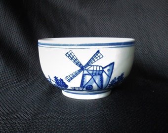 Dutch Windmill Bowl Blue & White Delft Style