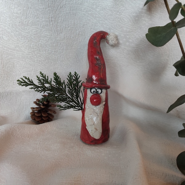 Weihnachtsmann, Nikolaus, Raku Keramik, Santa, Geschenk, Weihnachtsdeko,