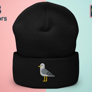 Möwe Mütze, gestickte Mütze, Möwe Geschenk, Vogel-Liebhaber-Mütze für Sie & Ihn, nautischen Küstenstil, Winter Ocean Reisegeschenke