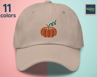 Pumpkin Embroidered Dad Hat, Fall Embroidered Cap, Cute Halloween Unisex Dad Hat, Low Profile Baseball Cap For Him And Her, Fall Gifts Women
