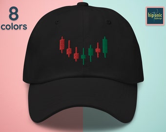 Day Trader Candlestick Pattern Dad Hat, Crypto Trader Gift, Embroidered Baseball Cap for Men & Women, Options Trader, Stock Market Investor