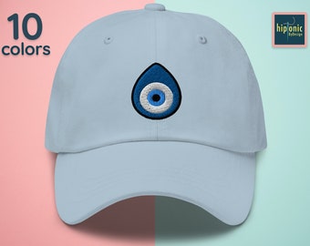 Evil Eye Embroidered Dad Hat, Cute Protection Charm Embroidered Cap For Women, Mal De Ojo Amulet Embroidery, Energy Healing Gifts For Her