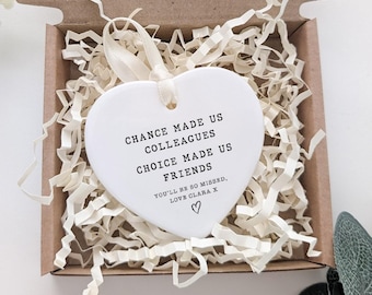 Gepersonaliseerd keramisch hartornament: sorry dat je cadeau voor collega's achterlaat, cadeau voor werkbestie