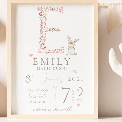 New Baby Girl Gift Personalised Print for Girls Gift for Etsy UK