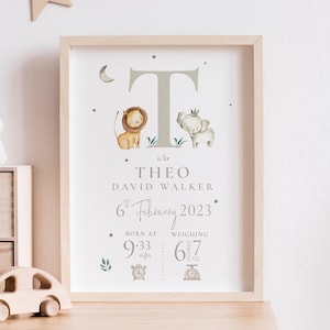 Regalo neutro para bebé recién nacido, impresión personalizada para recién nacido, regalo para bebé, impresión para guardería de niños, regalo personalizado para bebé, impresión de estadísticas de nacimiento