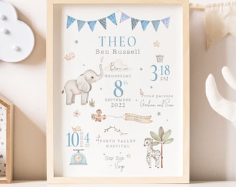 Personalisiertes Geschenk für Junge, Geschenk für Junge, Geburtsdruck, Geburtsanzeige, Geburtsdruck, Geburtsdruck, Geburtsdruck