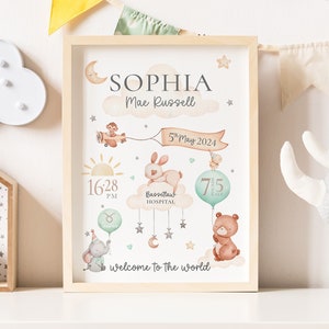 Neues Baby Geschenk, Neugeborenen Geschenk, Geburts-Statistiken-Druck, Andenken für neues Baby, Kinderzimmer-Druck, personalisiertes Geschenk für Baby