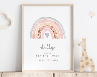 New Baby Girl Gift, Personalised print for girls, Gift for Baby girl, Nursery Print Dusky Pink, Personalised Gift for Girls, Peter Rabbit