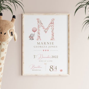Neues Baby personalisierter Druck | Geburts-Details Geschenk | Andenken Druck | Baby Geschenk Neues Baby | Neugeborenen Geschenk | Neutraler Kindergarten Druck
