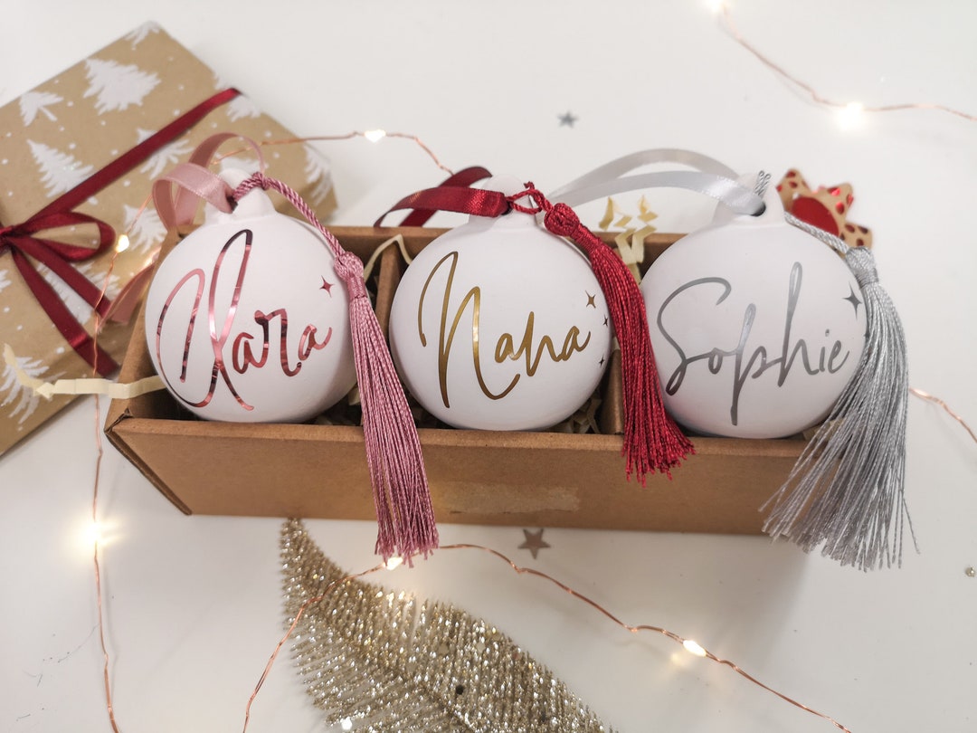 SET OF 3 Personalised Christmas Bauble Luxury Christmas - Etsy UK
