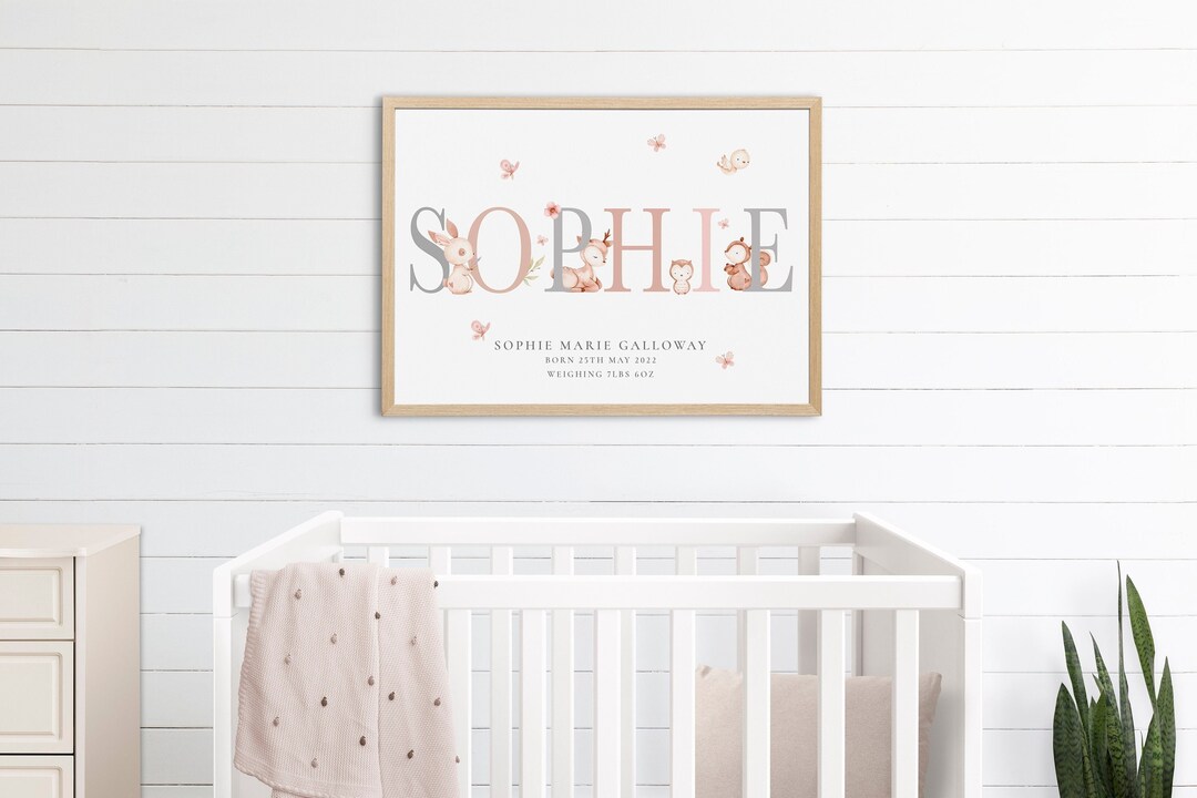 New Baby Girl Gift, Personalised Print for Girls, Gift for Baby Girl ...