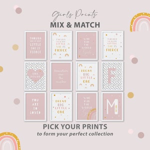 Set of 3 Girls Pink nursery Print, Pale Pink Rainbow, Girls Nursery Print, Rainbow Prints, Nursery Decor, Girls room prints, playroom decor