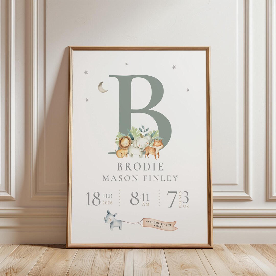 New Baby Personalised Print: Birth Details Keepsake Gift, Newborn Gift ...