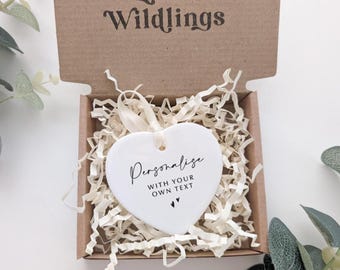 Personalised Ceramic Heart Ornament: Custom Message Keepsake
