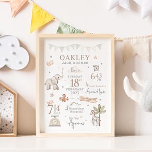 New Baby Print Gift, Personalised print for boy, Blue Print, Nursery Print Boys, Personalised Gift for Boys, Birth Stats print