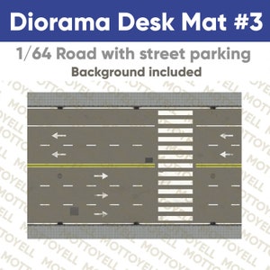 Diorama Desk Mat 12x18inch Road With Side Parking