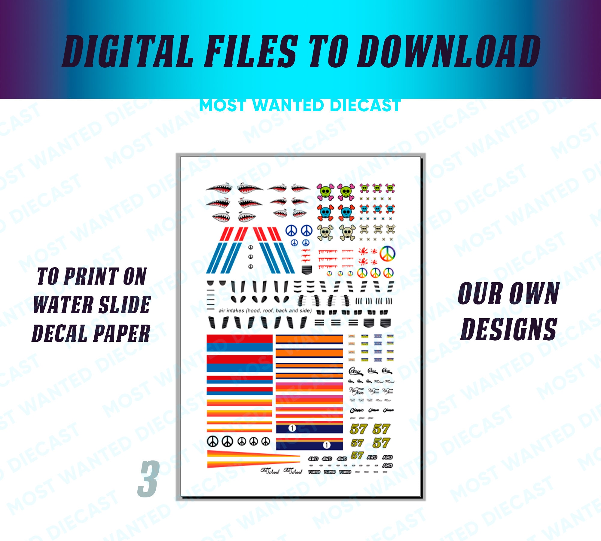 1/64 Decals Tampos A4 Water Slide Paper for Custom Hot Wheels Etsy Canada