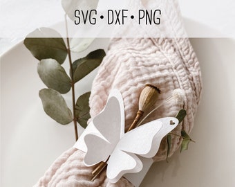 プロッター ファイル SVG、DXF、PNG 紙で作った蝶のナプキン リングを自分で作成します。スプリングカッター