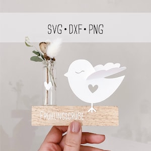File plotter SVG, DXF, PNG Uccello di carta da realizzare da solo. Uccelli e fiori da tracciare. Taglierina a molla