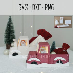 Plotterdatei SVG, DXF, PNG Weihnachtsauto zum selber bauen. Winter Auto Advent Schneideplotter