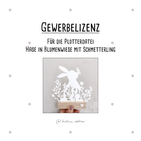 Gewerbelizenz für Hase in Blumenwiese mit Schmetterling als PDF